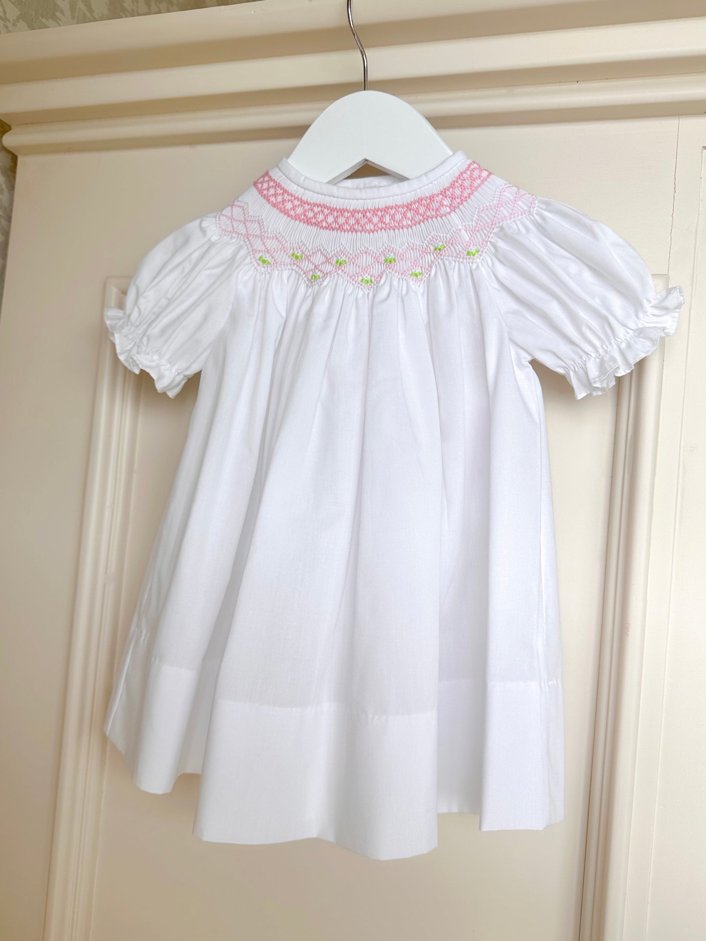 Pink & White Hand-Smocked Daygown