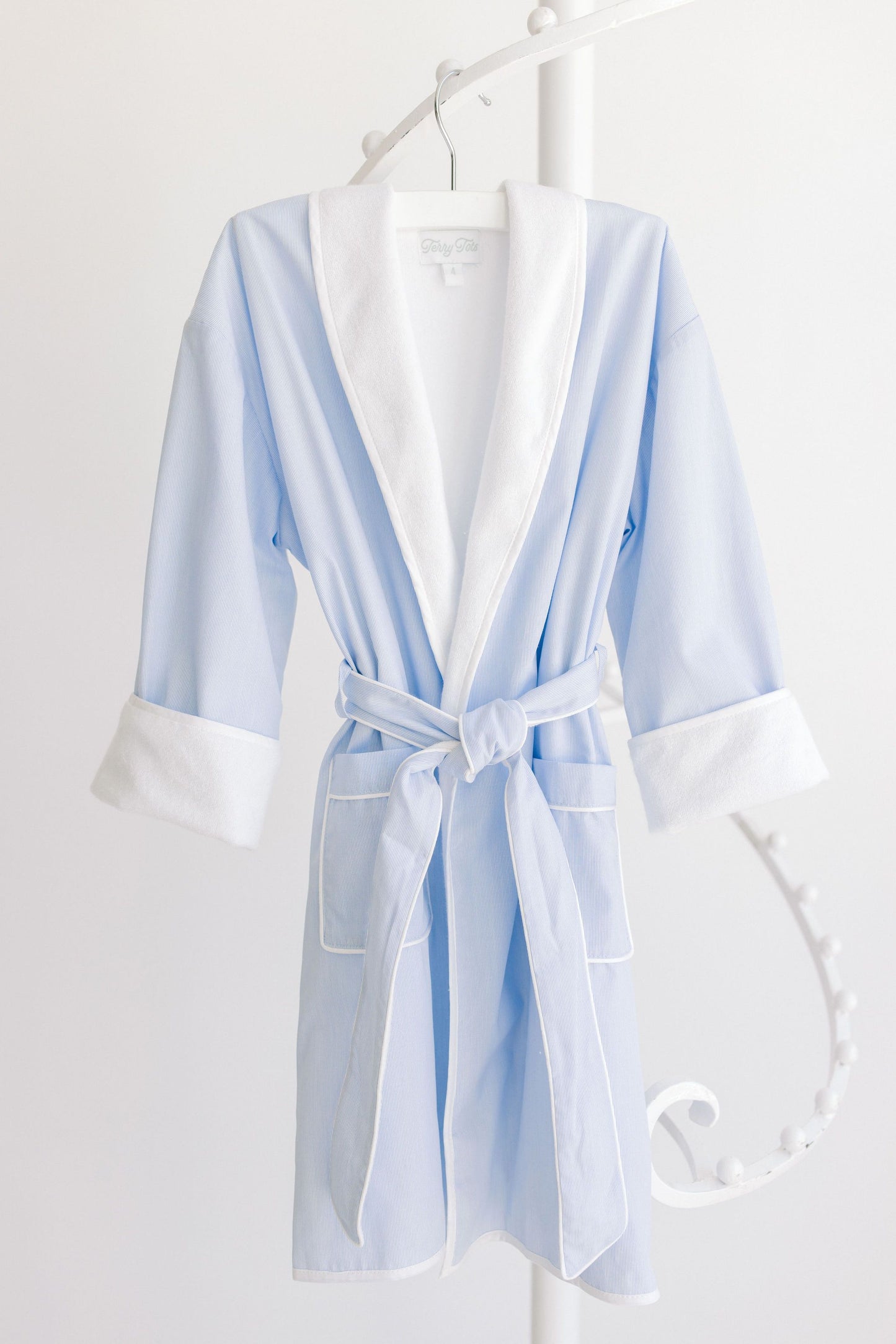 Boys Bathrobe- Blue Pinstripe