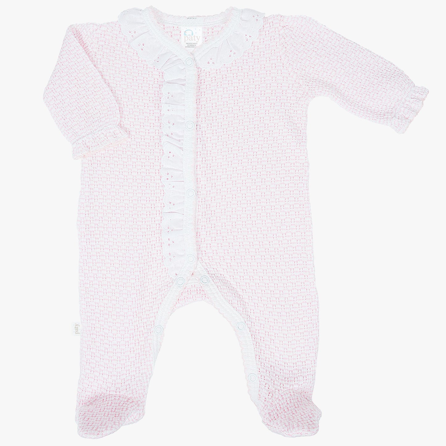 Knit Eyelet Footie- Pink