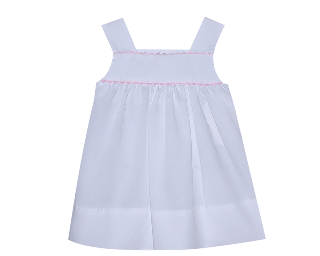 Blake Dress- White w/ Pink Trim