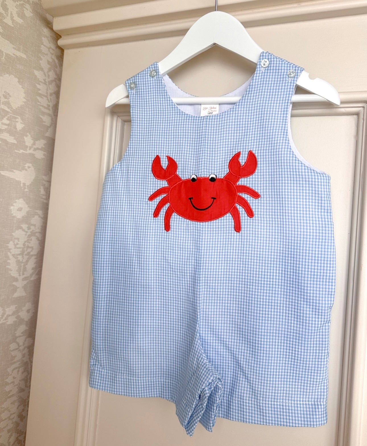 Boys Blue Micro-Gingham Crab Jon Jon