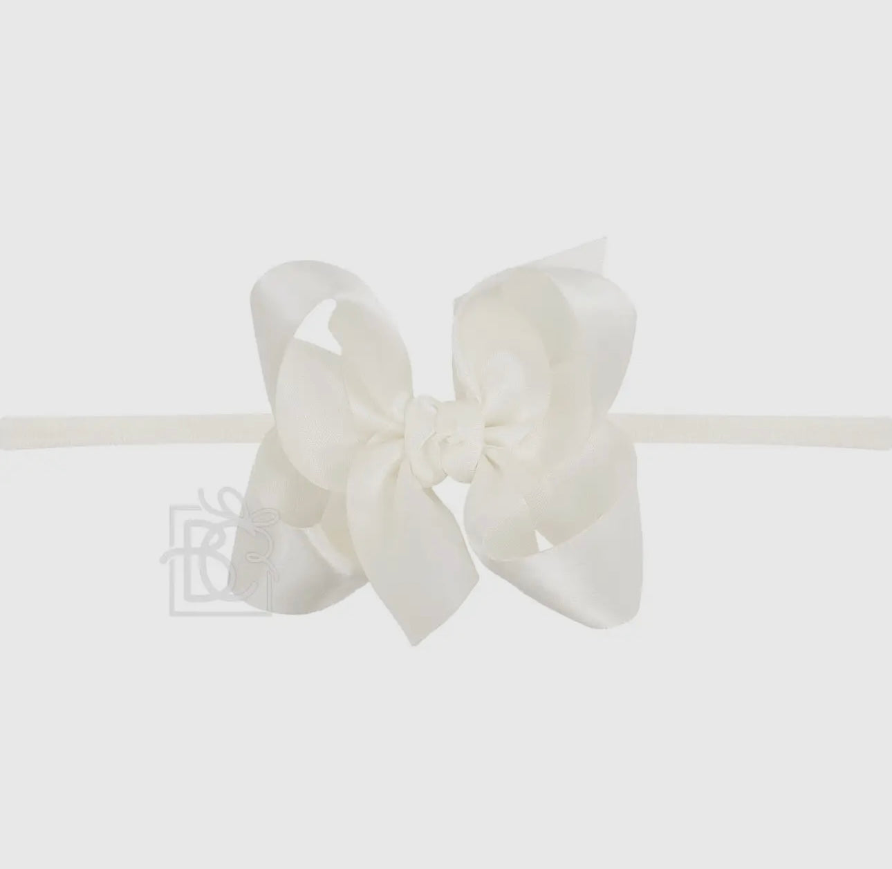 1/4” Pantyhose Headband w/ 4.5” Satin Bow - Antique White