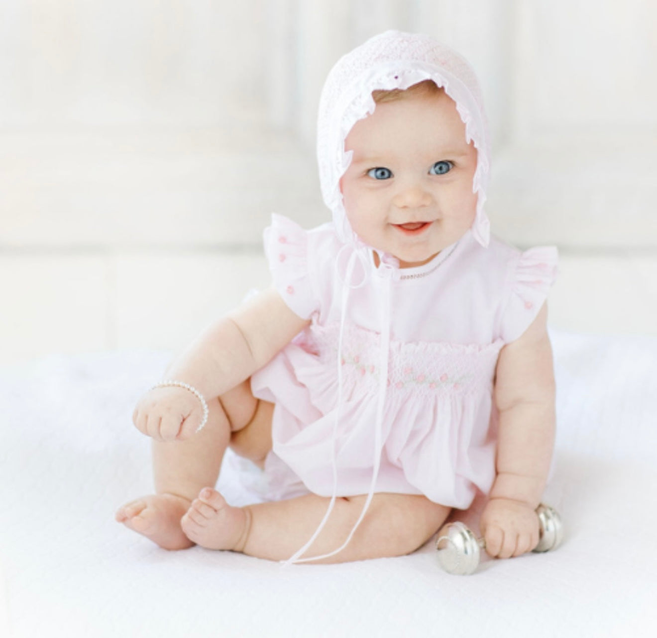 Rose Garden Collection Smocked Fly Sleeve Bubble