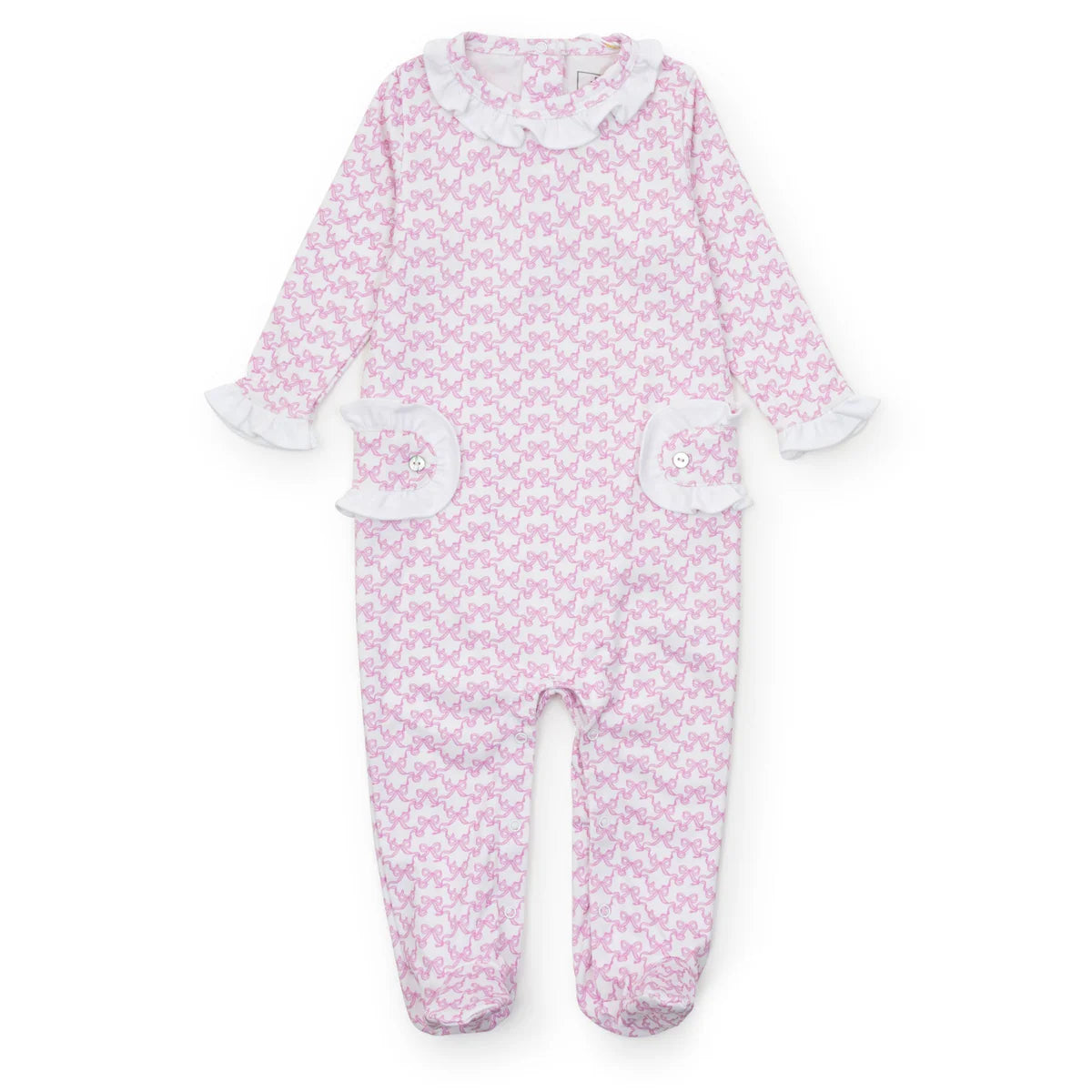 Lucy Girls’ Pima Cotton Romper- Pretty Pink Bows