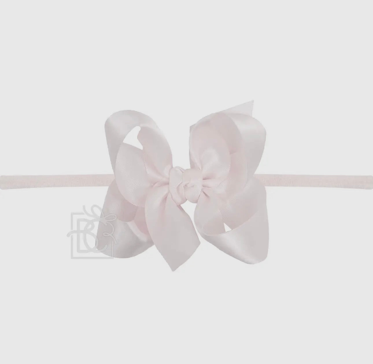 1/4” Pantyhose Headband w/ 4.5” Satin Bow - Powder Pink
