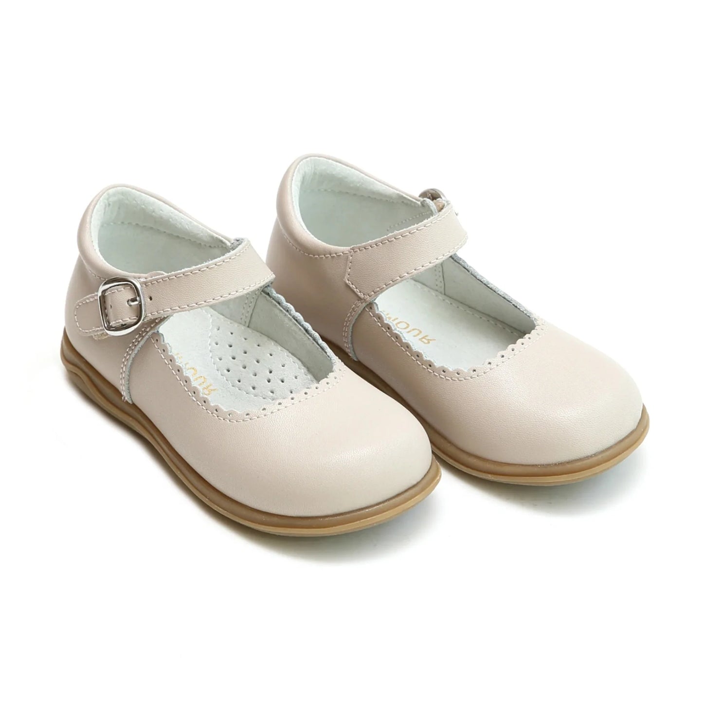 Chloe Classic Scalloped Leather Mary Jane (Toddler)- Almond