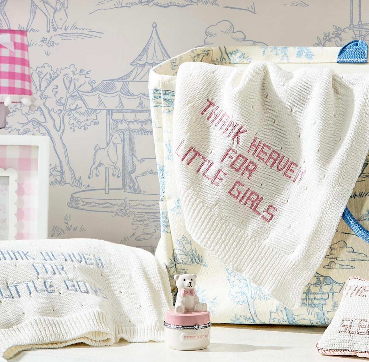 Thank Heaven Embroidered Knit Blanket