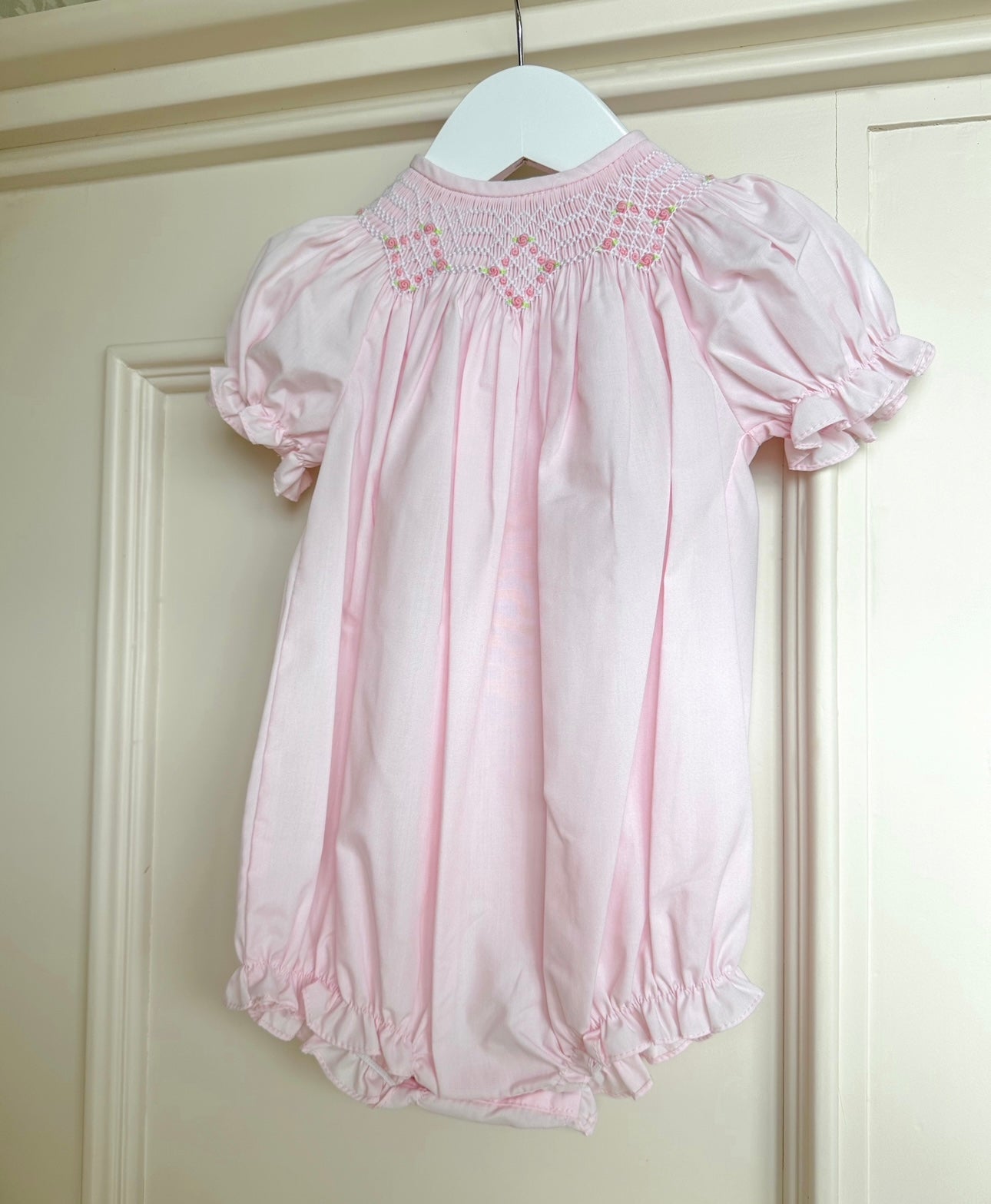 Light Pink Hand-Smocked Bubble w/ Included Bonnet