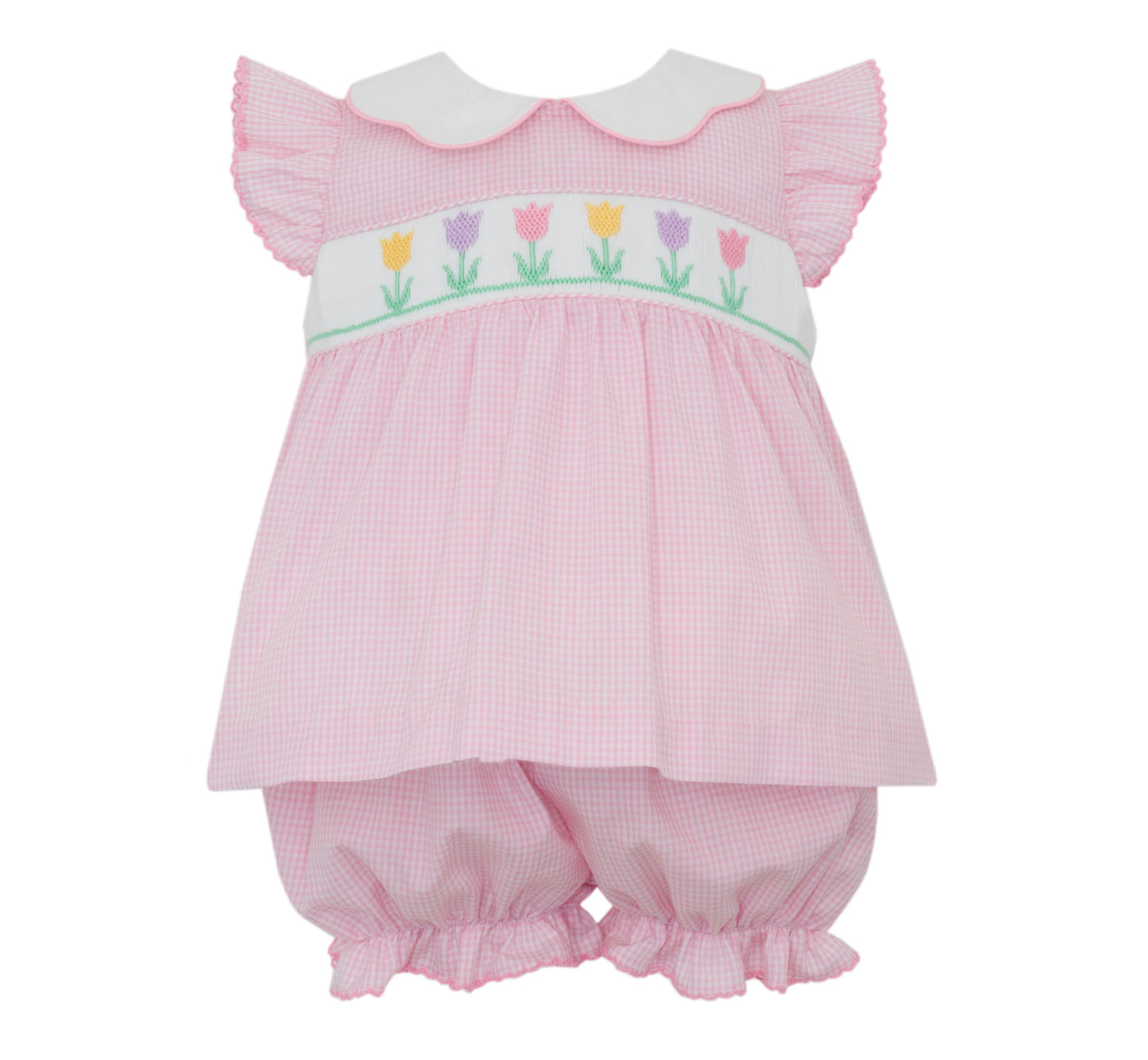 Spring Tulips Bloomer Set- Pink Gingham