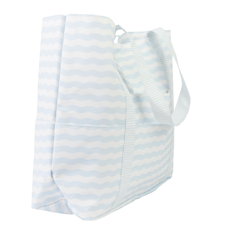 Beach Tote- Blue Wave w/ Blue Trim
