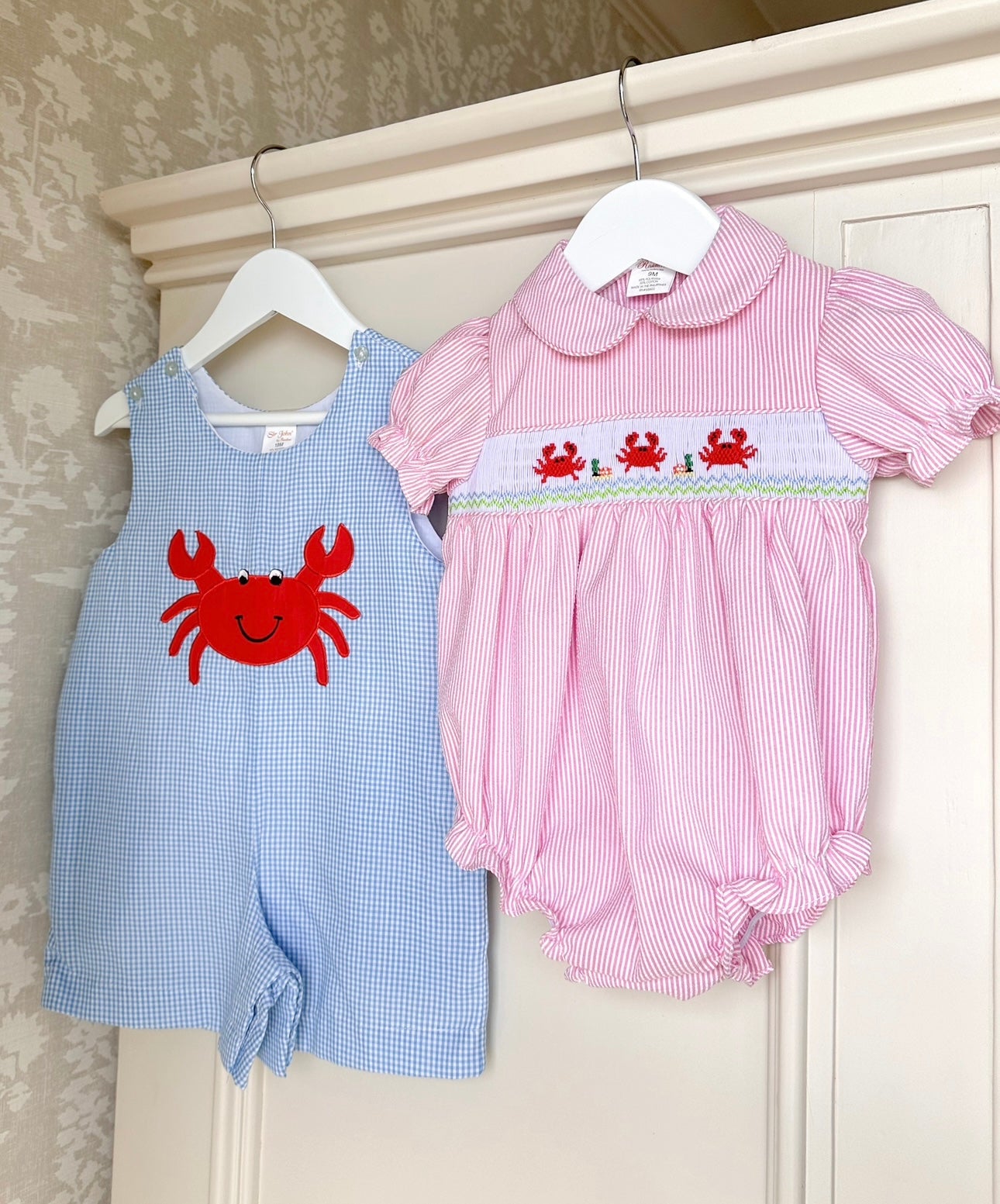 Boys Blue Micro-Gingham Crab Jon Jon