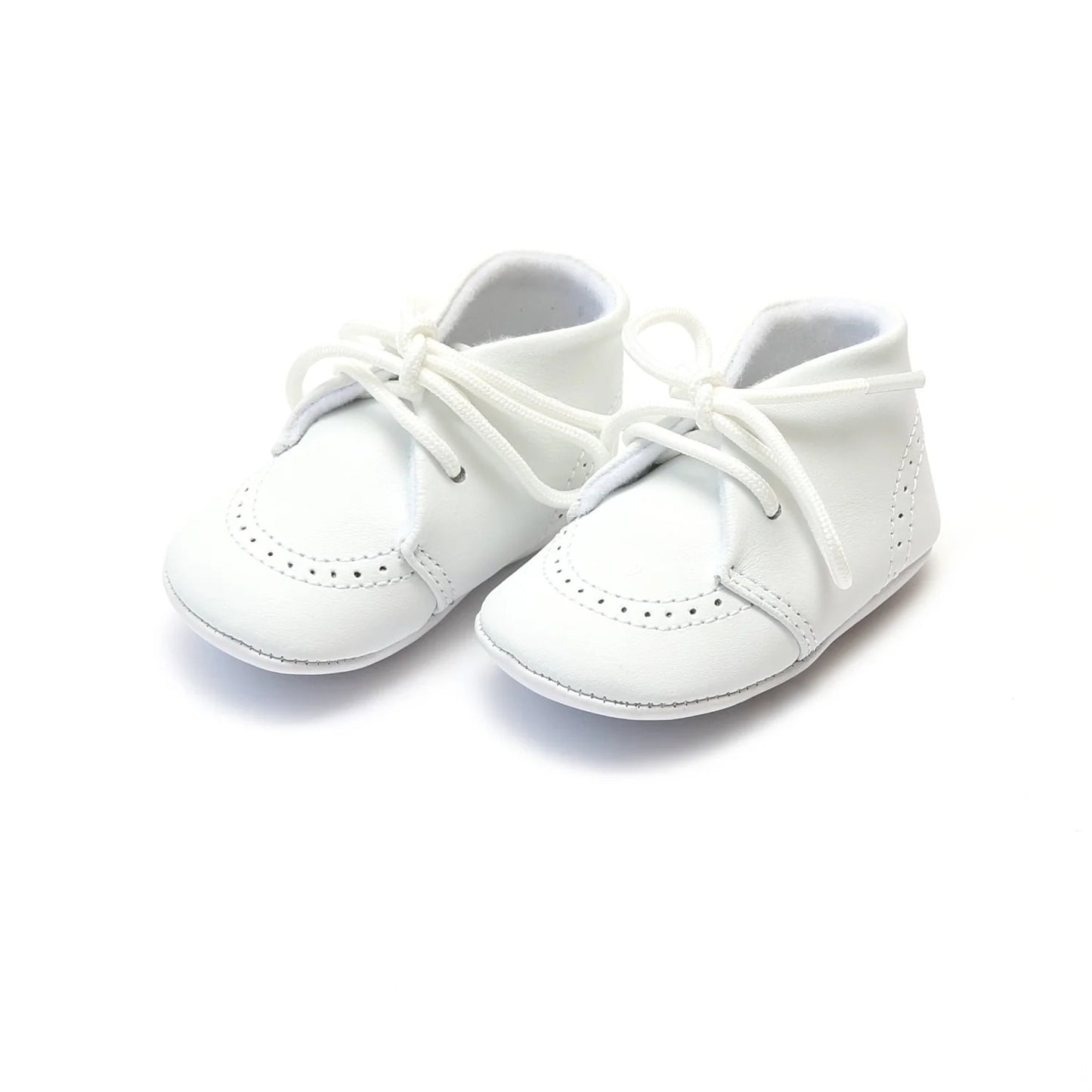 Benny Leather Brogue Oxford Crib Shoe (Infant)- White