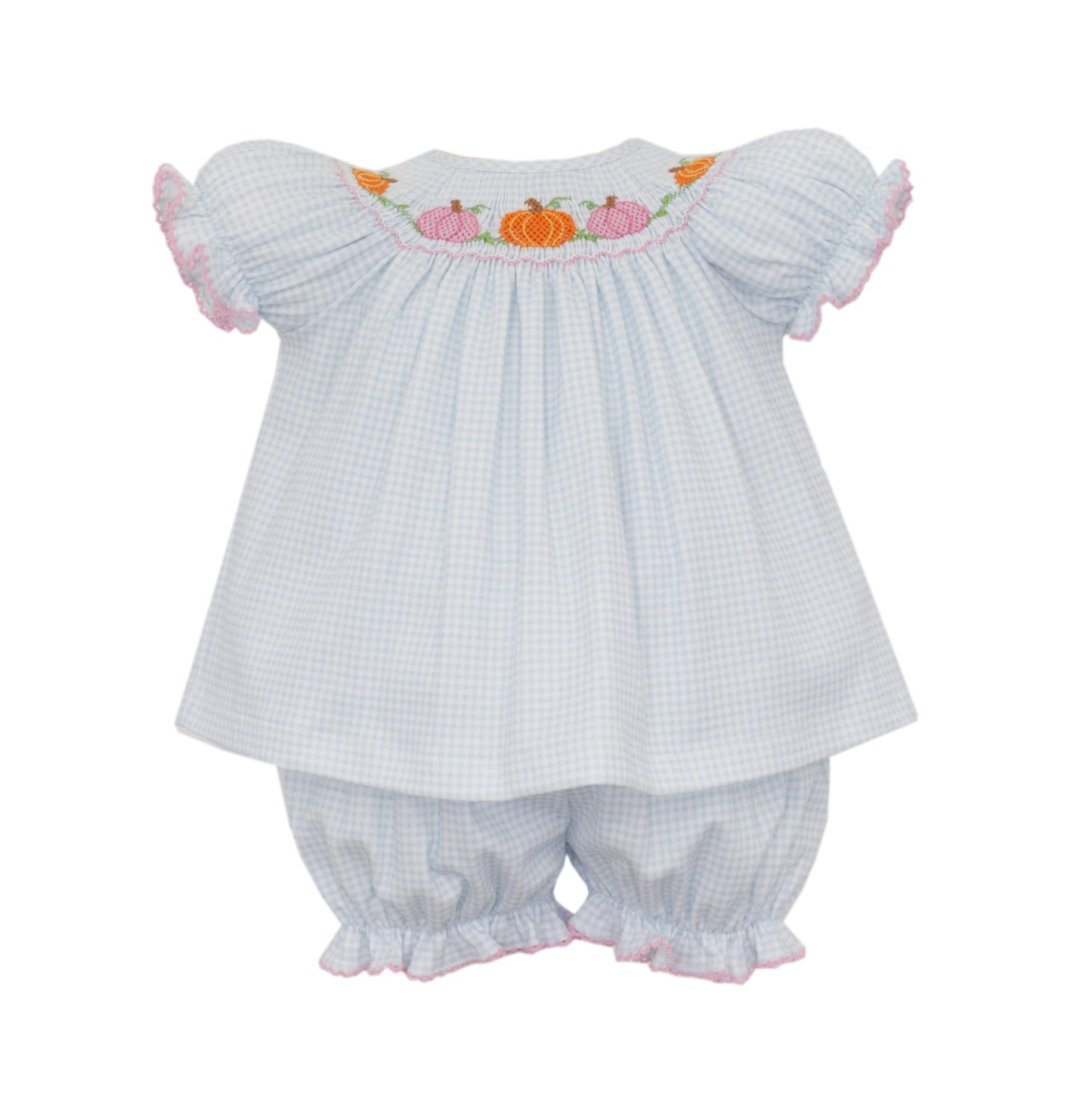 Girls Smocked Pumpkin Knit Bloomer Set