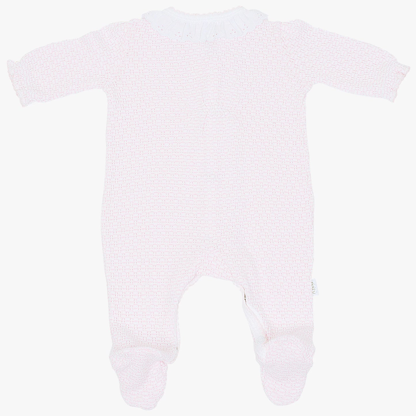Knit Eyelet Footie- Pink