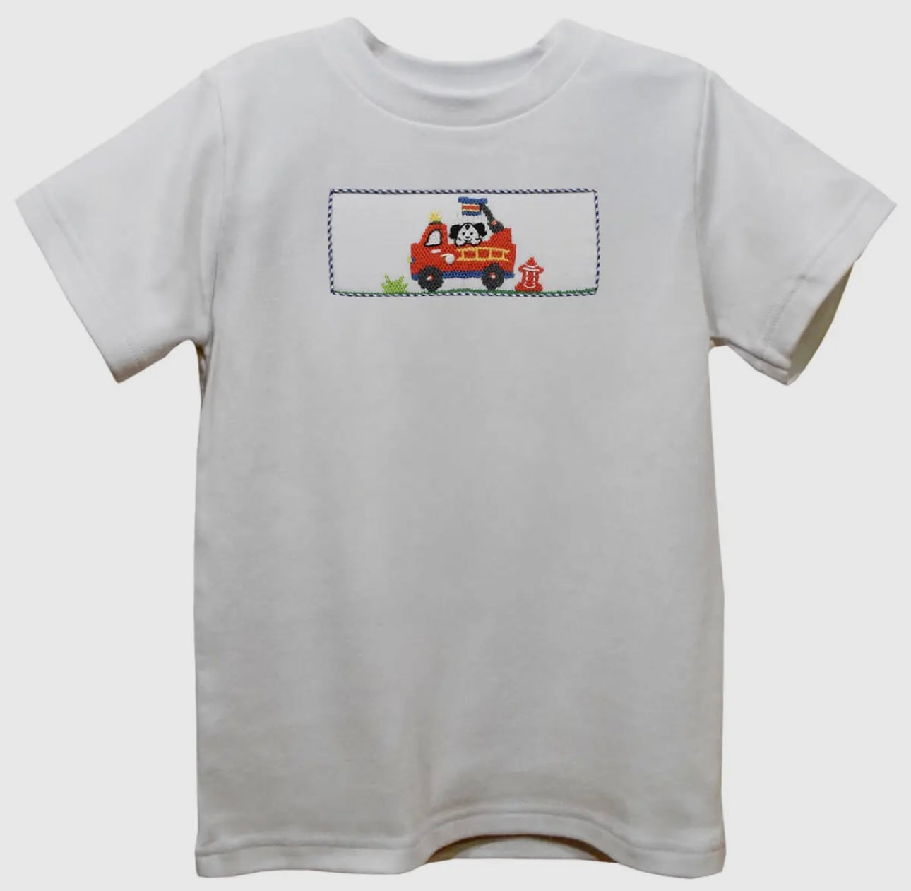 Smocked Firetruck Boys Short Sleeve Shirt