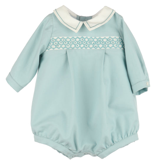 Hudson Smocked Boys’ Bubble- Seafoam Green