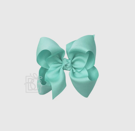 5.5” Grosgrain Bow on Clip- Aquamarine