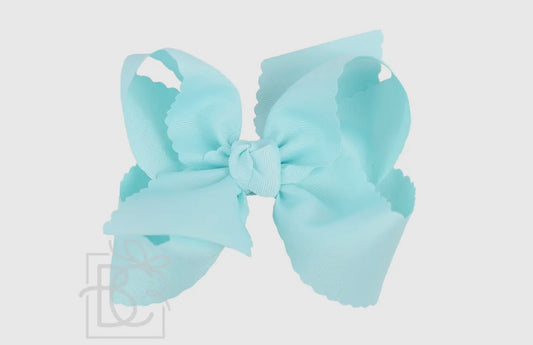 5.5” Scalloped Edge Bow on Clip- Ice