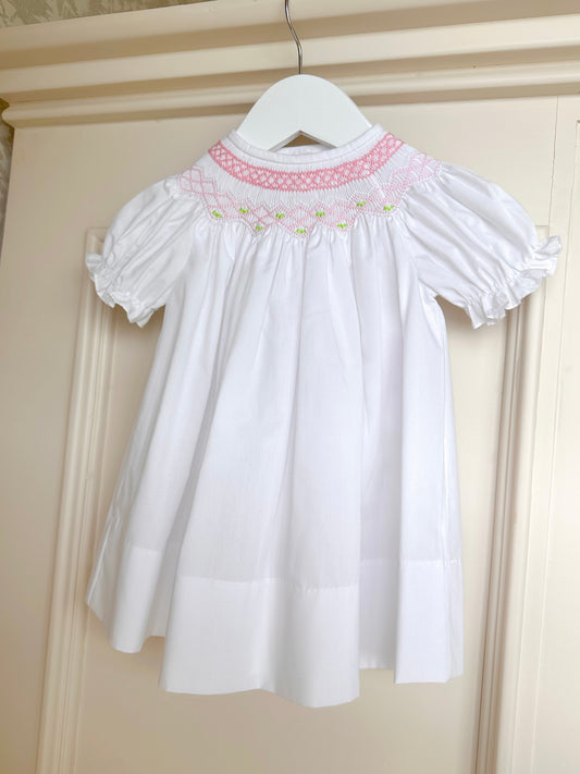 Pink & White Hand-Smocked Daygown
