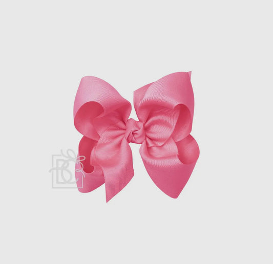 5.5” Grosgrain Bow on Clip- Hot Pink