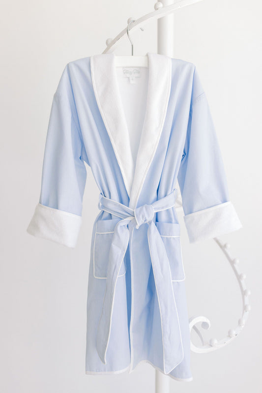 Boys Bathrobe- Blue Pinstripe