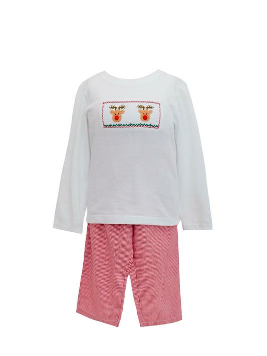 Rudolph Smocked Long Sleeve Pant Set