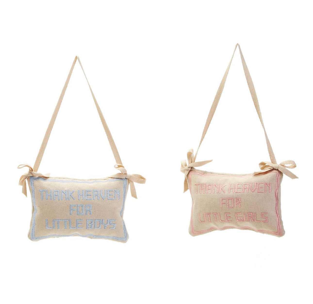 Thank Heaven Embroidered Pillow Door Hanger