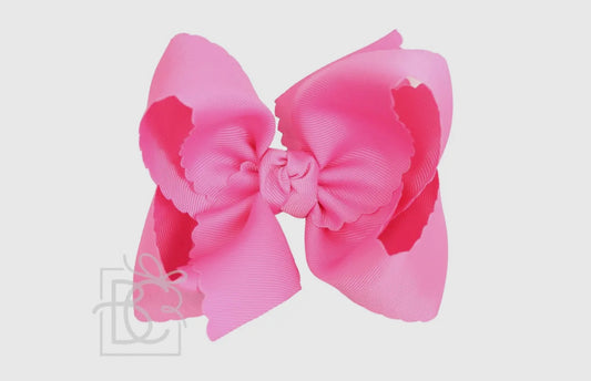 5.5” Scalloped Edge Bow on Clip- Hot Pink