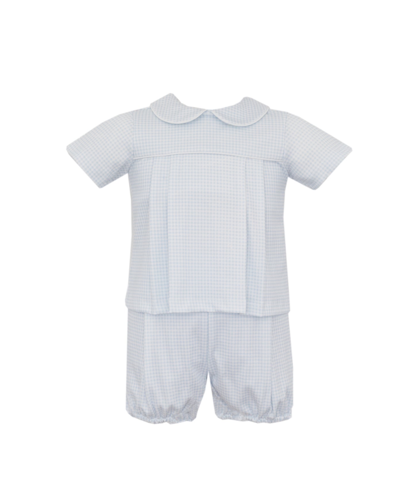 Boys Light Blue Gingham Knit Diaper Set