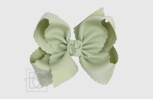 5.5” Scalloped Edge Bow on Clip- Spring Moss