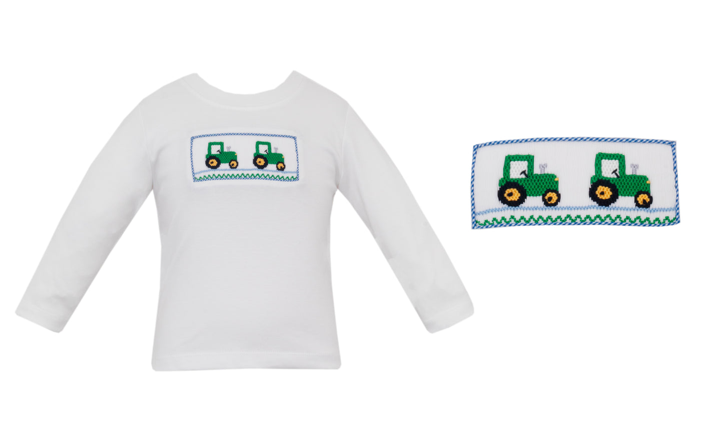 Boys Smocked Tractor Long Sleeve Pant Set