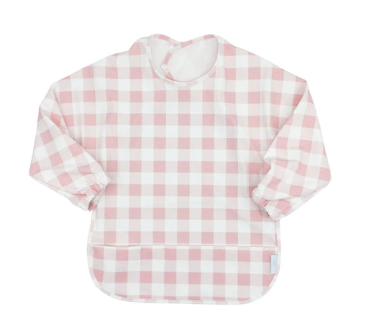 Long Sleeve Catch All Bib- Pink Gingham (6m-2T)