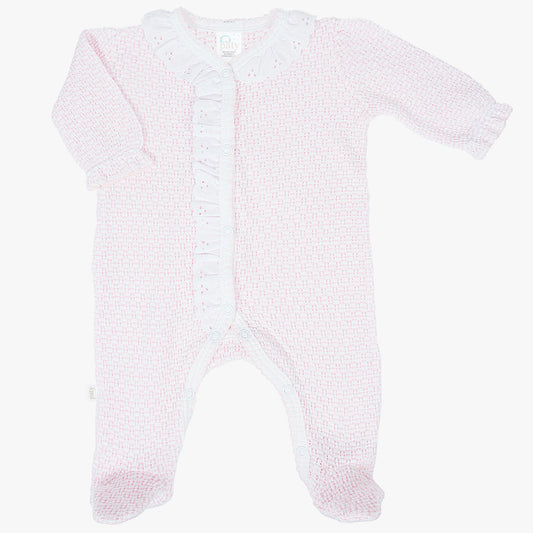 Knit Eyelet Footie- Pink