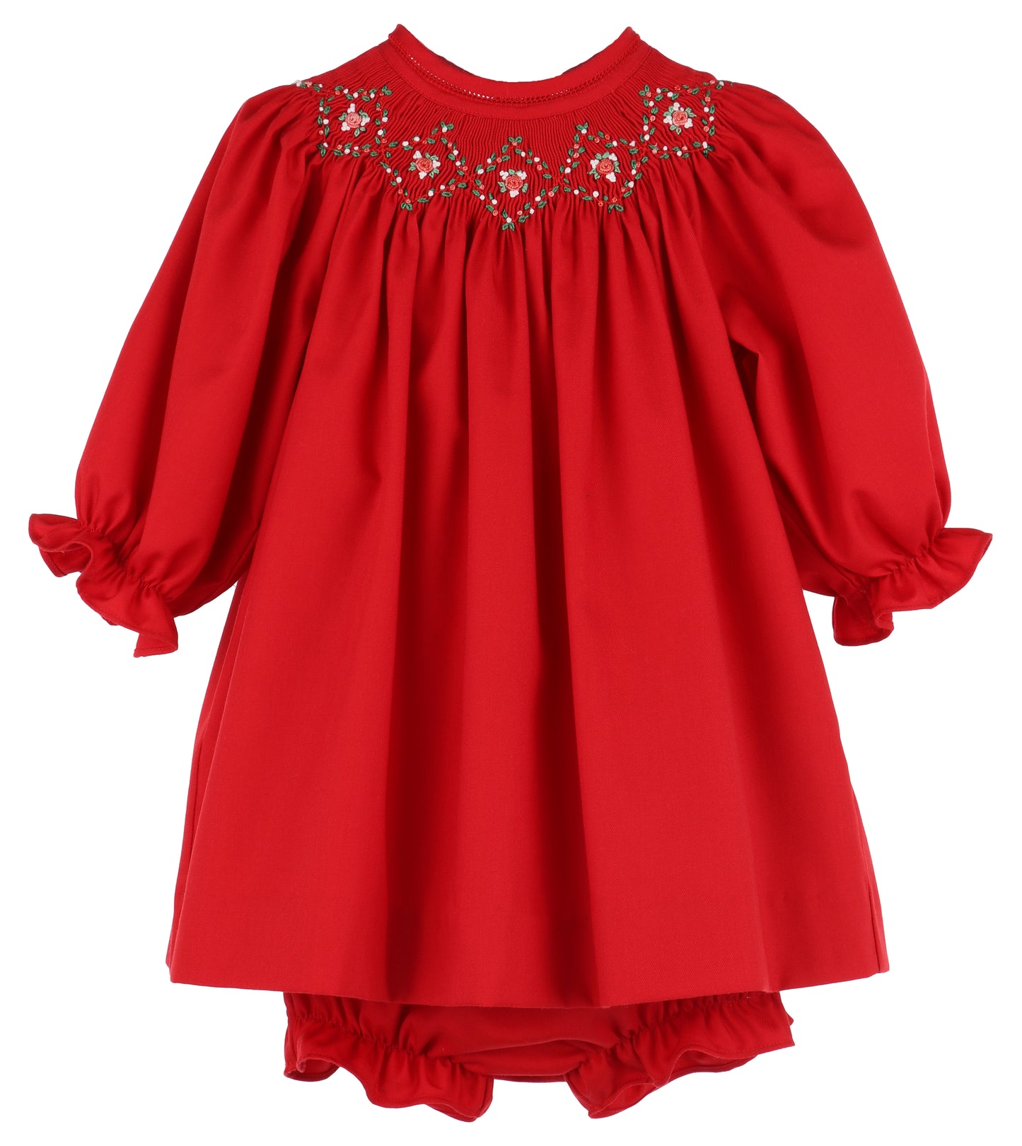 Merry & Bright Smocked Bishop Set- Red