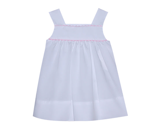 Blake Dress- White w/ Pink Trim