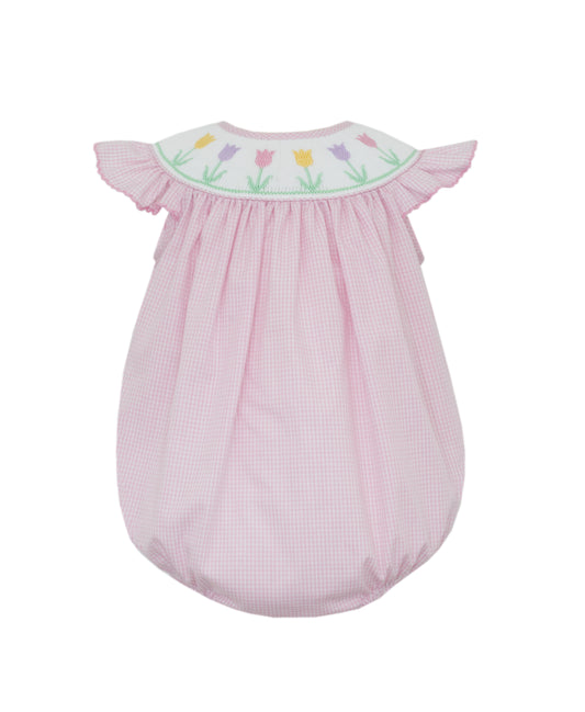 Spring Tulips Bubble- Pink Gingham
