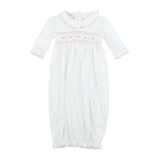 Natalie Smocked Knit Sack Gown
