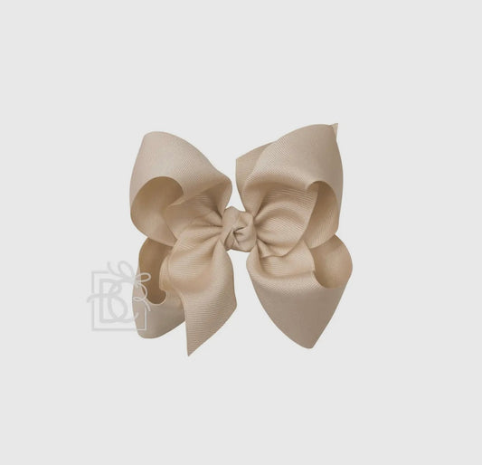 5.5” Grosgrain Bow on Clip- Oatmeal
