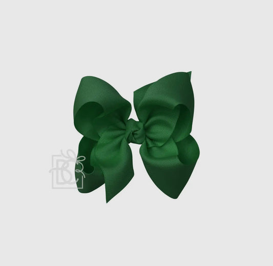 5.5” Grosgrain Bow on Clip- Forest Green