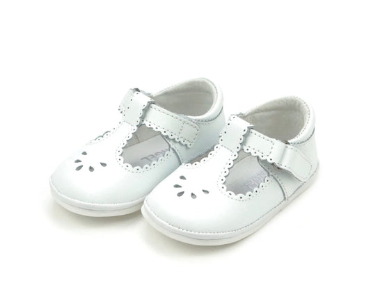 Dottie Scalloped T-Strap Mary Jane Shoe (Baby)- White
