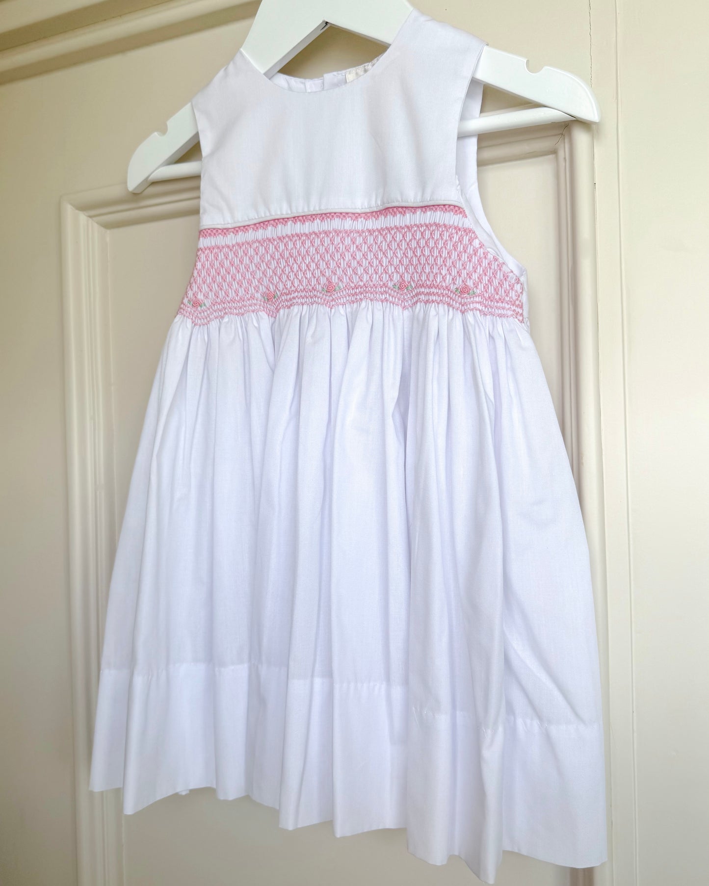 English Smocked Sundress- White
