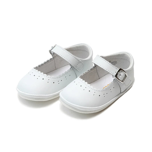 Scarlett Scalloped Mary Jane Shoe (Baby)- White