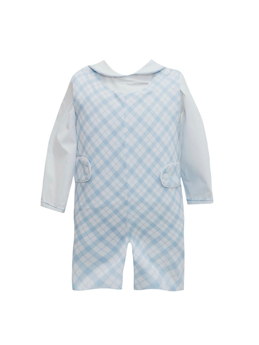 Blue Plaid Jon Jon w/ Long Sleeve