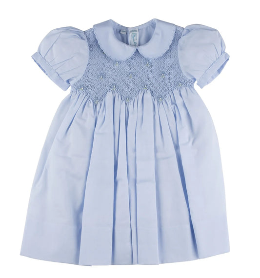 Scalloped Pearl Smocked Dress