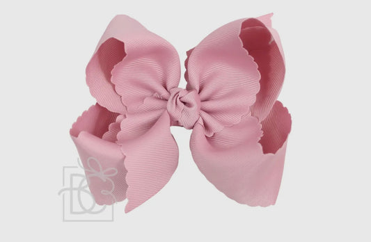 5.5” Scalloped Edge Bow on Clip- Mauve