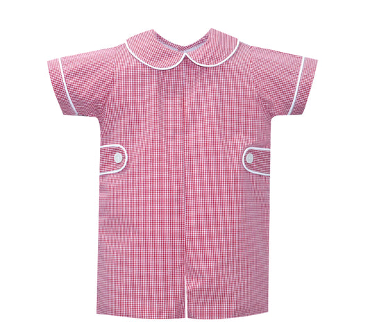 William Romper- Red Micro Gingham