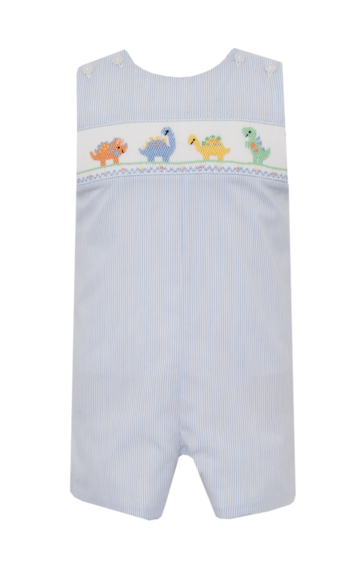 Boy’s Smocked Dinos Light Blue Stripe Jon Jon