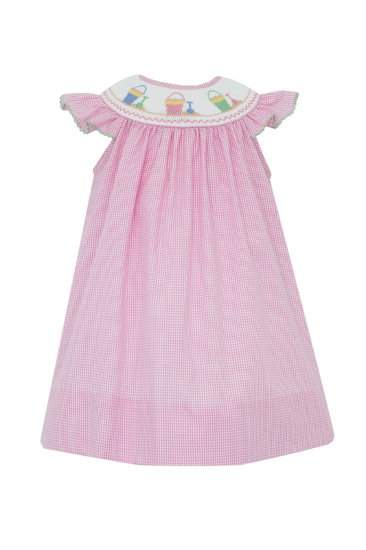 Girls Sand Pail Smocked Angel Wing Bishop Dress