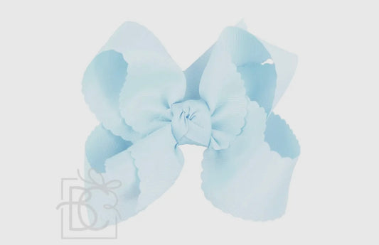 5.5” Scalloped Edge Bow on Clip- Powder Blue