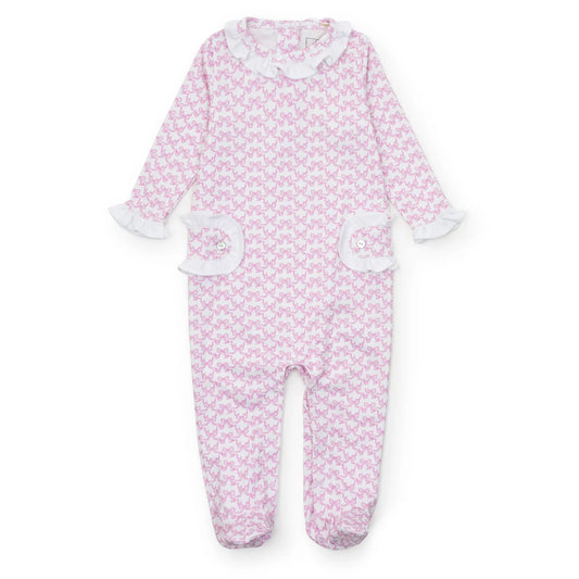 Lucy Girls’ Pima Cotton Romper- Pretty Pink Bows